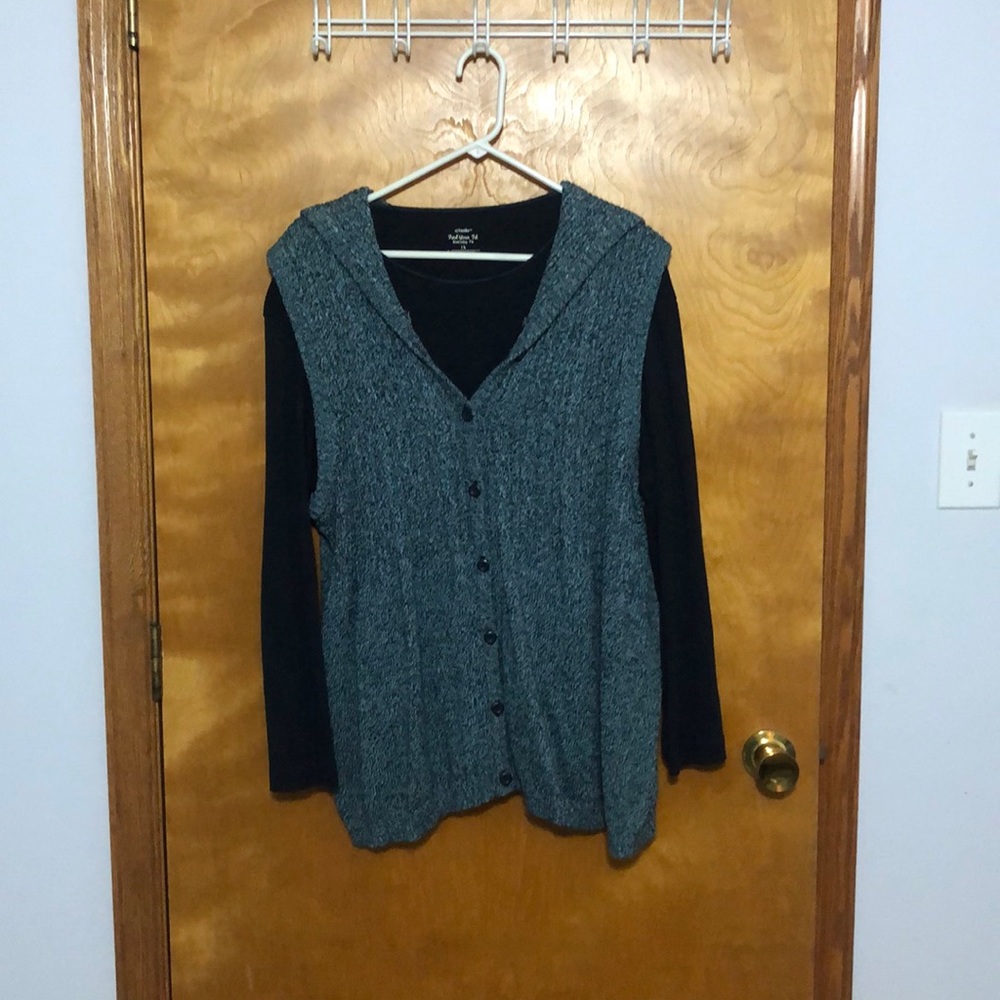 CJ Banks shirt and sweater set.